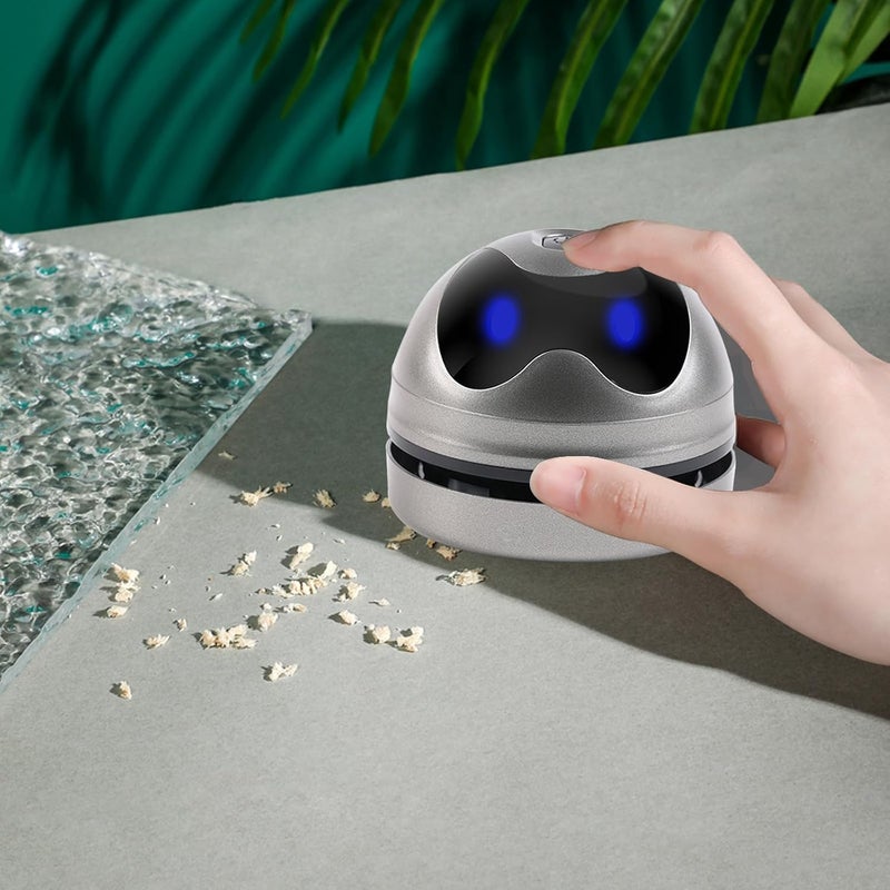 Hallocool Mini Desktop Vacuum Cleaner Mini Vacuum Cleaner for Desk Table Crumbs Vacuum Sweeper Rechargeable Keyboard Computer Vacuum Cleaner with Nozzle - Image 5